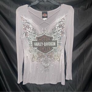 Harley-Davidson Women's Silver Long Sleeve Tee